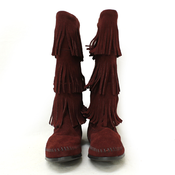 正規取扱店 MINNETONKA(ミネトンカ)Calf Hi 3-Layer Fringe Boot(カーフハイ3レイヤーフリンジブーツ)#1638F WINE レディース MT086