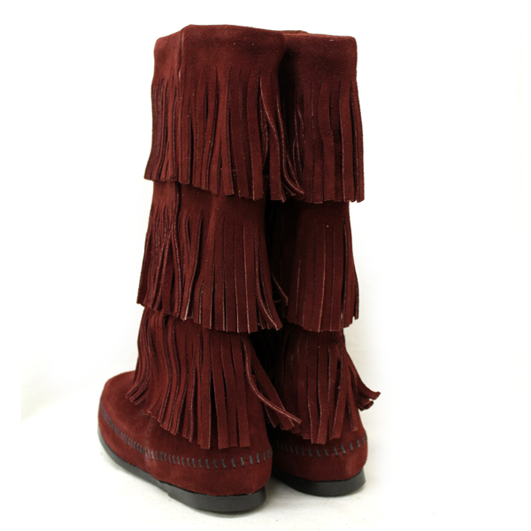 正規取扱店 MINNETONKA(ミネトンカ)Calf Hi 3-Layer Fringe Boot(カーフハイ3レイヤーフリンジブーツ)#1638F WINE レディース MT086