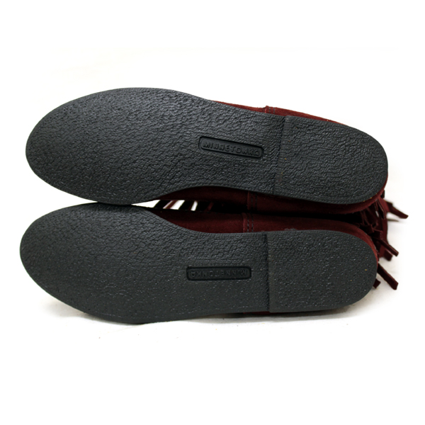正規取扱店 MINNETONKA(ミネトンカ)Calf Hi 3-Layer Fringe Boot(カーフハイ3レイヤーフリンジブーツ)#1638F WINE レディース MT086