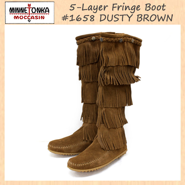 正規取扱店 MINNETONKA(ミネトンカ)5-Layer Fringe Boot(5レイヤーフリンジブーツ)#1658 DUSTYBROWN レディース MT057