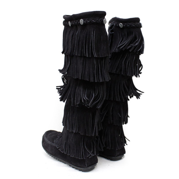 正規取扱店 MINNETONKA(ミネトンカ)5-Layer Fringe Boot(5レイヤーフリンジブーツ)#1659 BLACK レディース MT058