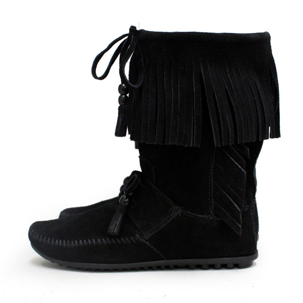 正規取扱店 MINNETONKA(ミネトンカ)Wood Stock Fringe(ウッドストックフリンジ)#1669 BLACK SUEDE レディース MT181