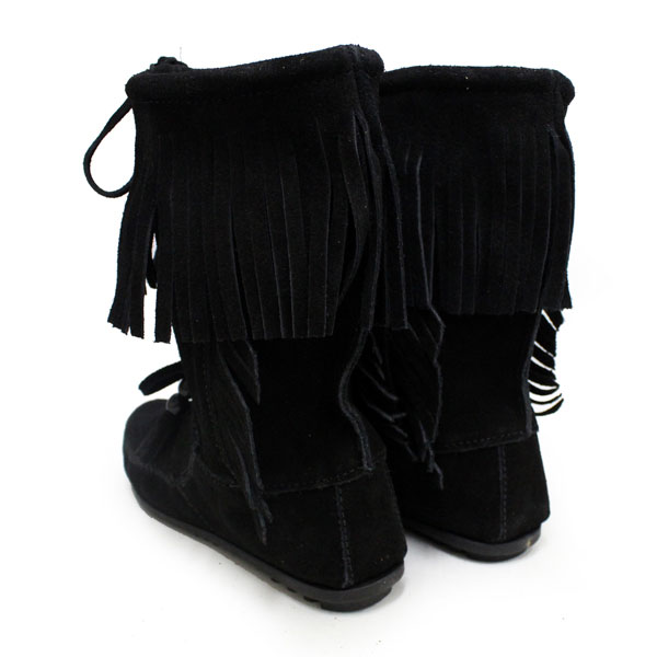 正規取扱店 MINNETONKA(ミネトンカ)Wood Stock Fringe(ウッドストックフリンジ)#1669 BLACK SUEDE レディース MT181
