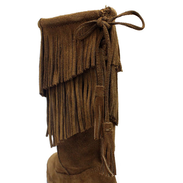 正規取扱店 MINNETONKA(ミネトンカ)Calf Hi 2-Layer Fringe Boot(カーフハイ2レイヤーフリンジブーツ)#1688 D.BROWNSUEDE レディース