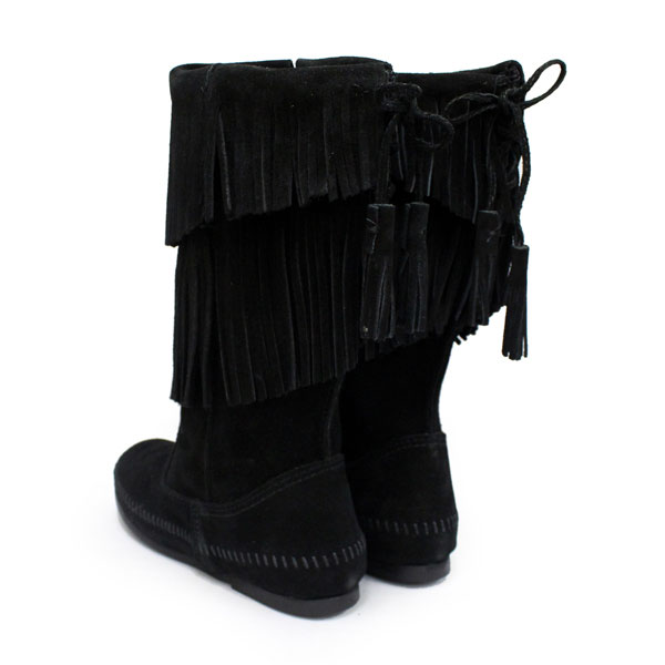 正規取扱店 MINNETONKA(ミネトンカ)Calf Hi 2-Layer Fringe(カーフハイ2レイヤーフリンジ)#1689 BLACK SUEDE レディース MT178