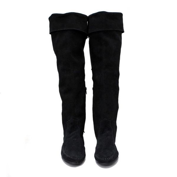 正規取扱店 MINNETONKA(ミネトンカ) Over The Knee Fringe Boots(オーバーニーフリンジブーツ) #1690 BLACK レディース MT226