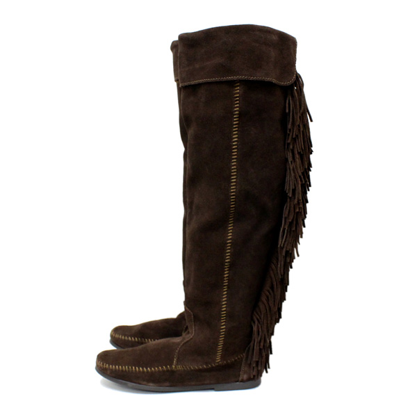 正規取扱店 MINNETONKA(ミネトンカ) Over The Knee Fringe Boots(オーバーニーフリンジブーツ) #1698 CHOCOLATE レディース MT227