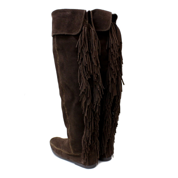 正規取扱店 MINNETONKA(ミネトンカ) Over The Knee Fringe Boots(オーバーニーフリンジブーツ) #1698 CHOCOLATE レディース MT227