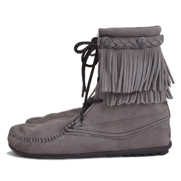 正規取扱店 MINNETONKA(ミネトンカ)Double FringeTramper Boot(ダブルフリンジ トランパーブーツ)#621T GREY レディース MT021