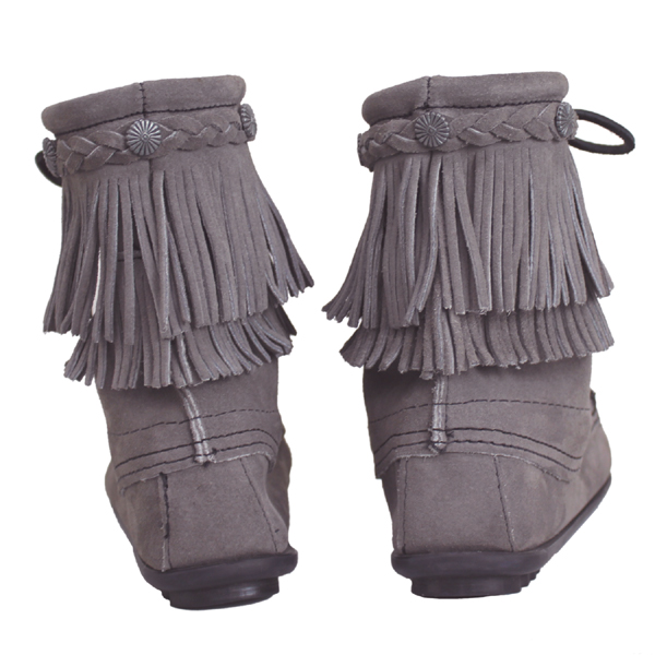 正規取扱店 MINNETONKA(ミネトンカ)Double FringeTramper Boot(ダブルフリンジ トランパーブーツ)#621T GREY レディース MT021