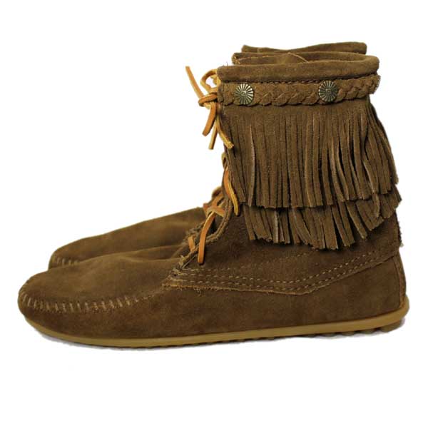 正規取扱店 MINNETONKA(ミネトンカ)Double FringeTramper Boot(ダブルフリンジ トランパーブーツ)#623 BLACK レディース MT034