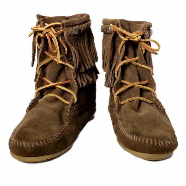 正規取扱店 MINNETONKA(ミネトンカ)Double FringeTramper Boot(ダブルフリンジ トランパーブーツ)#623 BLACK レディース MT034