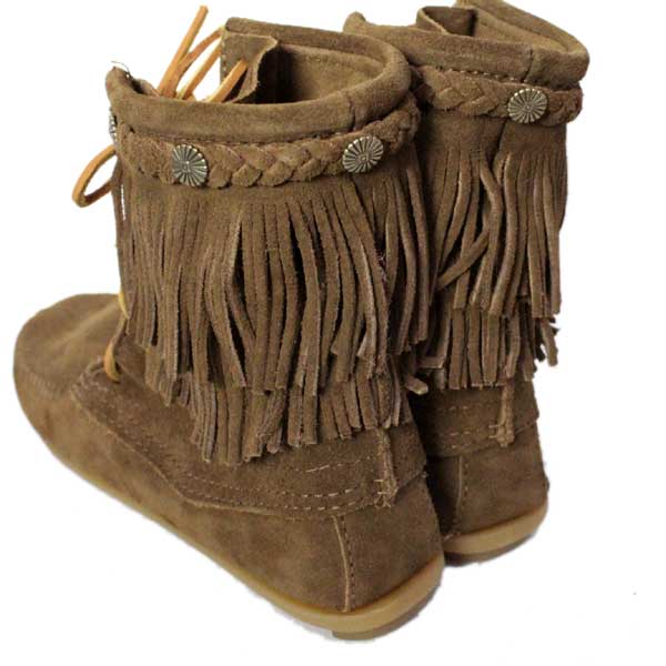 正規取扱店 MINNETONKA(ミネトンカ)Double FringeTramper Boot(ダブルフリンジ トランパーブーツ)#623 BLACK レディース MT034