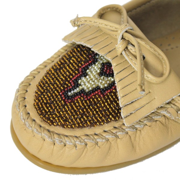 正規取扱店 MINNETONKA(ミネトンカ) New Beaded Kilty Moccasin(ニュービーディッドキルティモカシン)#637 SAND SMOOTH レディース MT036