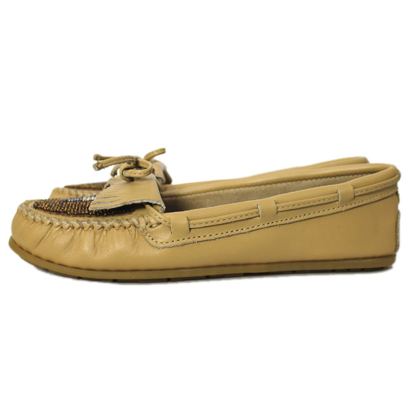 正規取扱店 MINNETONKA(ミネトンカ) New Beaded Kilty Moccasin(ニュービーディッドキルティモカシン)#637 SAND SMOOTH レディース MT036