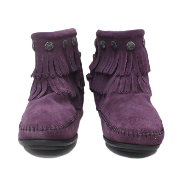 正規取扱店 MINNETONKA(ミネトンカ) Double Fringe Side Zip Boot(ダブルフリンジ サイドジップブーツ) #692F PLUM レディース MT233