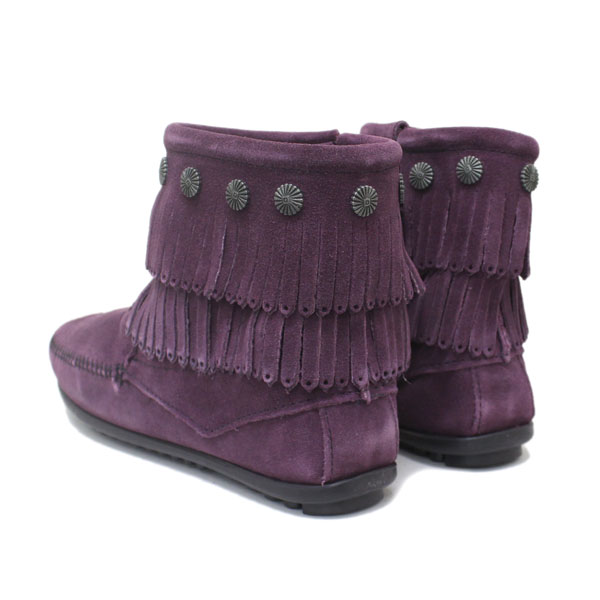 正規取扱店 MINNETONKA(ミネトンカ) Double Fringe Side Zip Boot(ダブルフリンジ サイドジップブーツ) #692F PLUM レディース MT233