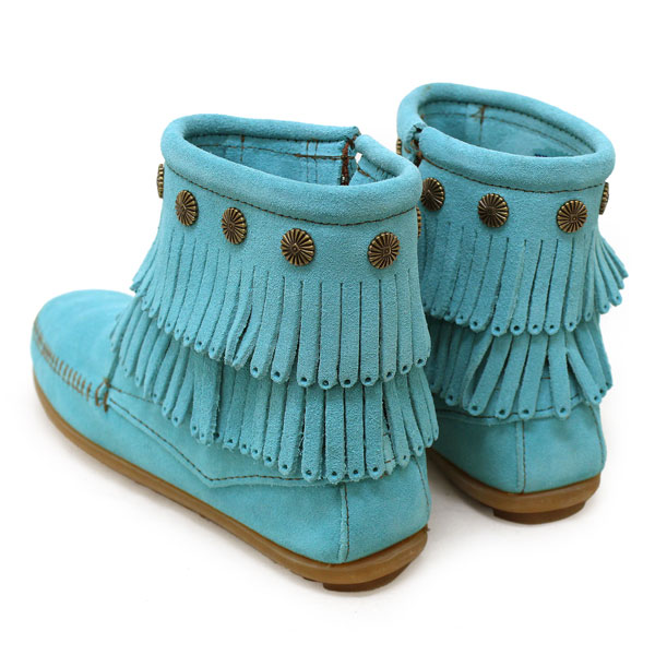 正規取扱店 MINNETONKA(ミネトンカ)Double Fringe Side Zip Boot(ダブルフリンジ サイドジップブーツ)#694S AQUA レディース MT145