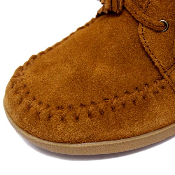 正規取扱店 MINNETONKA(ミネトンカ) Lace-up Fringe Ankle Wedge Boot(ウェッジブーツ) #84022 BROWN レディース MT242