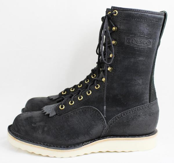 正規 Wescoウエスコ Jobmasterジョブマスター Black Rough Out, Semi Lace to Toe,All Black Stitch,10height,#1010sole JM33