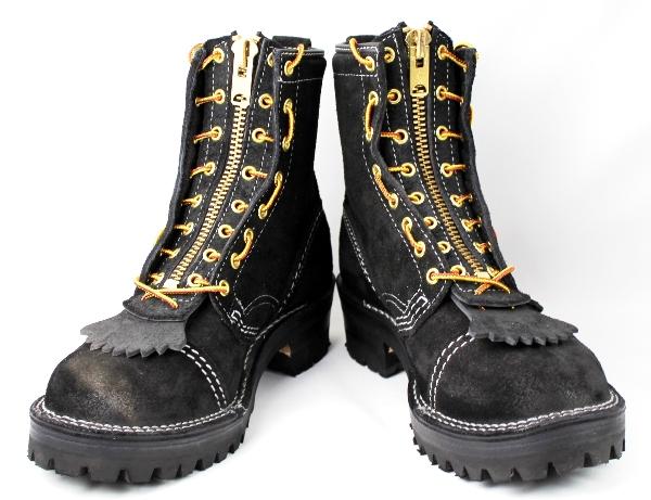 正規Wescoウエスコ Jobmaster Black Rough Out,8height,#100sole,Toe Cap,Doule Mid Sole,White Stitching, Lace in Zipper JM35