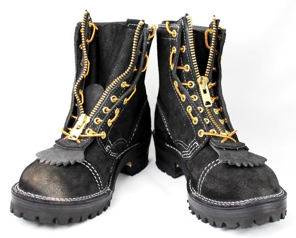 正規Wescoウエスコ Jobmaster Black Rough Out,8height,#100sole,Toe Cap,Doule Mid Sole,White Stitching, Lace in Zipper JM35