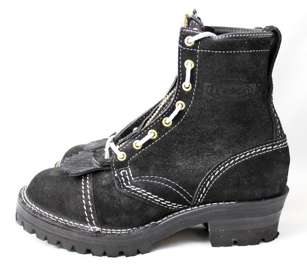 Wesco Jobmaster Black Rough Out,8height,#100sole,Toe Cap,Doule Mid Sole,All White Stitching,Lace in Zipper,WhiteShoeLace JM36