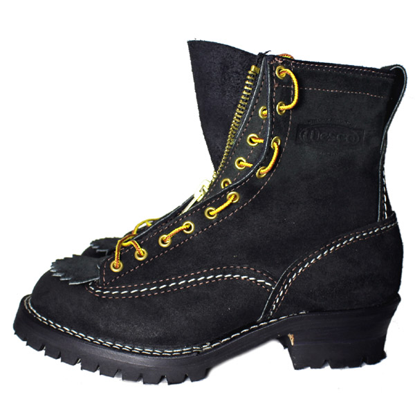 正規 Wescoウエスコ Jobmasterジョブマスター Black Rough Out ブラックラフアウト,Lace to Toe,8height,#100sole,Lace in Zipper JM49