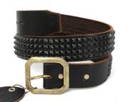 正規取扱HTC(Hollywood Trading Company)　4 row Pyramid Black Studs Belt(4連ピラミッドブラックスタッズベルト)　ブラックレザー