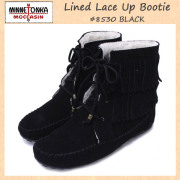 正規取扱店 MINNETONKA(ミネトンカ)Lined Lace Up Bootie(ラインドレースアップブーティ)#8530 BLACK レディース MT090