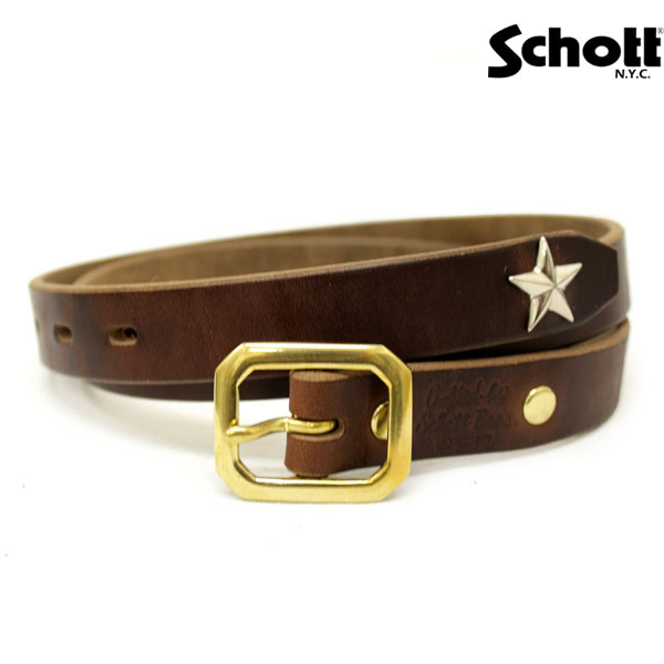 正規取扱店 SCHOTT(ショット) PERFECTO BELT NARROW(パーフェクトベルトナロー) BROWN ブラウン
