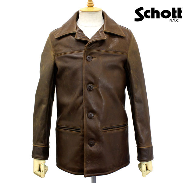 正規取扱店 SCHOTT(ショット) 533US LEATHER CAR COAT(レザーカーコート) BROWN