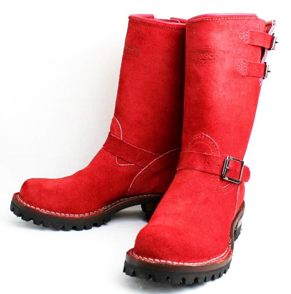 Wescoウエスコ　正規 Boss ボス Red All Rough Out 赤裏革,10height,Roller Buckle,#100 sole, Red Leather Lining BS52
