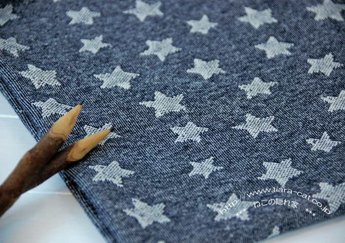 星柄デニム裏毛