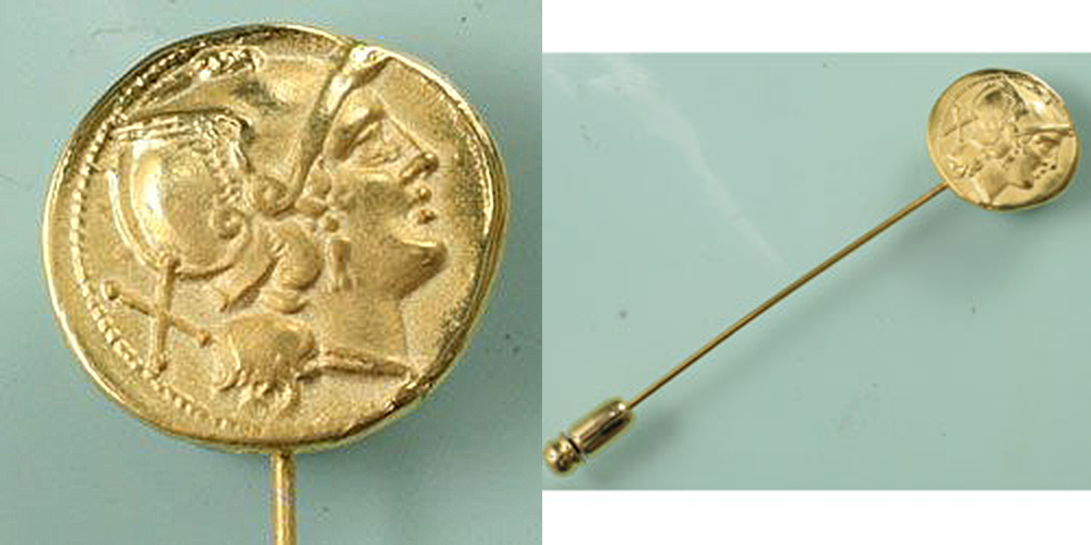 古代ローマ　レプリカコイン　ローマ神　ラペルピン