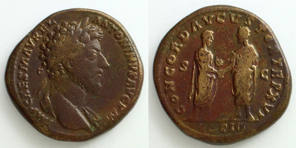 ローマ帝国 セステルティウス貨 マルクス・アウレリウス帝＆ルキウス・ウェルス帝
