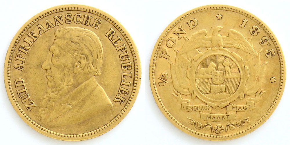 南アフリカ トランスヴァール共和国 1895 1/2ポンド ポール・クリューガー