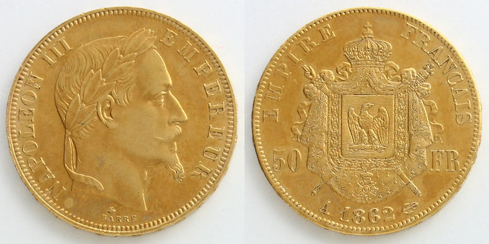 第二帝政フランス 1862 50フラン ナポレオン3世