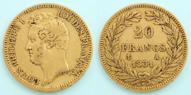 フランス 1/4FRAN 1834 銀貨 NGC-AU ルイ・フィリップ 107 七月王政フランス 1831 20フラン ルイ・フィリップ1世