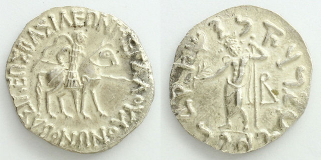 インド・スキタイ王国 ヴォノネス王騎馬像/ゼウス神