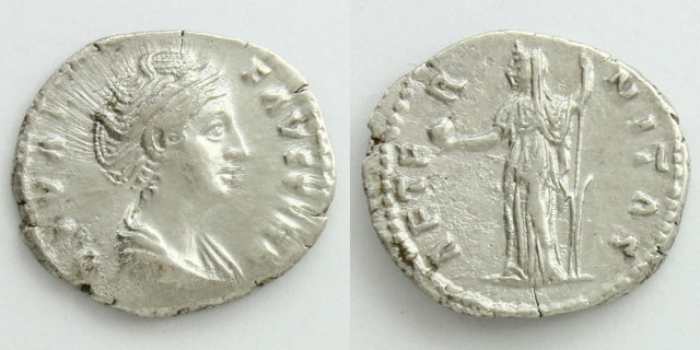 ローマ帝国 デナリウス銀貨　ファウスティナ妃 古代ローマ帝国 ファウスティナ妃 デナリウス銀貨/ドラクマ - メルカリ