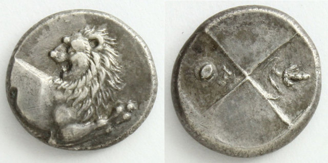 古代ギリシャトラキアケロネソス銀貨400〜350BC ライオン