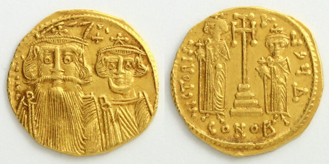 ビザンチン帝国 ソリダス金貨 コンスタンス親子 