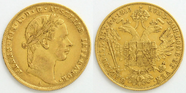 オーストリア 1855 ダカット フランツ・ヨーゼフ1世／双頭の鷲