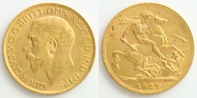 南アフリカ連邦 1927 ソヴリン ジョージ5世／聖ジョージの竜退治