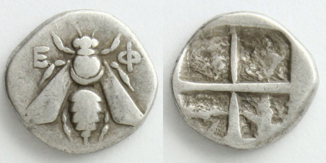 イオニア ヘミドラクマ銀貨 蜂