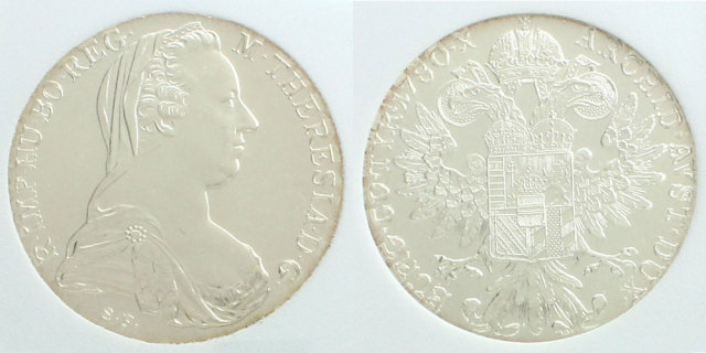 オーストリア 1780年銘ターレル銀貨 プルーフライク マリア テレジア 双頭の鷲 オーストリア 1780年銘ターレル銀貨 プルーフライク マリア テレジア 双頭の鷲