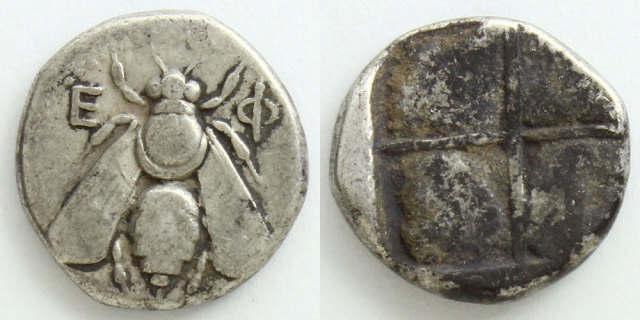 エフェソス ドラクマ銀貨 ミツバチ