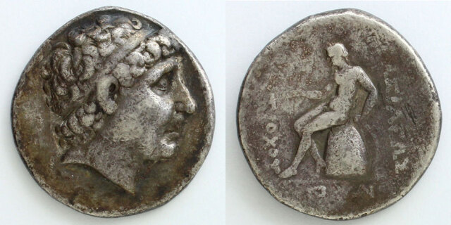 セレウコス朝シリア テトラドラクマ銀貨 アンティオコス1世／アポロ神 