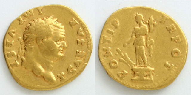 ローマ帝国 アウレウス金貨 ティトゥス／フォルトゥナ女神